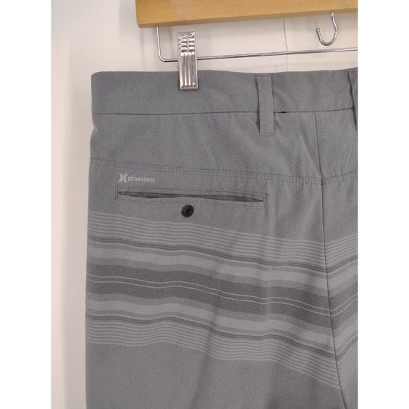 Hurley Phantom Striped Gray Hybrid Boardshorts Summer Beach Surf Skate Mens W 34 - Picture 4 of 6